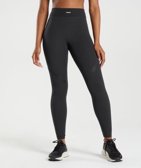 Women's Gymshark Whitney Mesh Leggings Black | NZ 5VZSQD